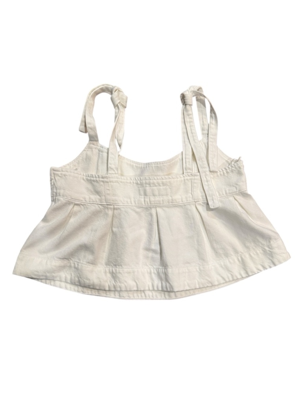 White Tie Strap Crop Top Babydoll Tank Summer Minimal - Picture 4 of 4